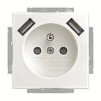  PC 2P+T / USB BLANC MAT 