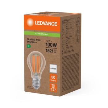  LED S CLA100 FIL 7.2W 840 E27 