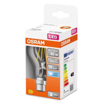  LED FIL OSR CLA40 840 B22 