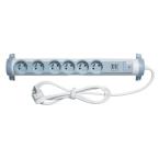  BP 6X2P+T 1,5M  2USB BLC GRIS 