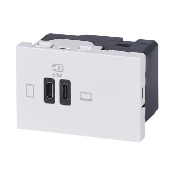  CHARG 3MOD USB C+C 63W BLANC 