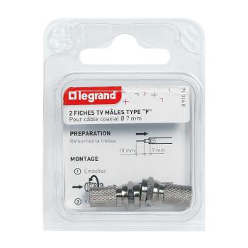  FICHE TV "F"D.7MM X2 A VIS 