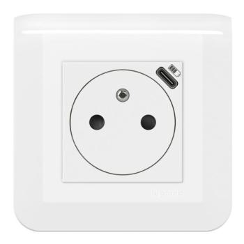  2P+T FR USBC 2MOD CPL BLANC 