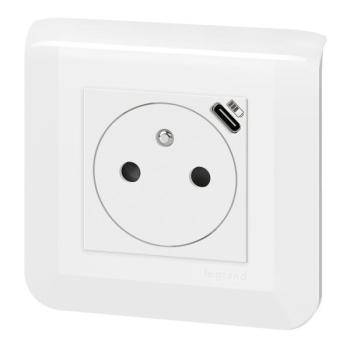  2P+T FR USBC 2MOD CPL BLANC 