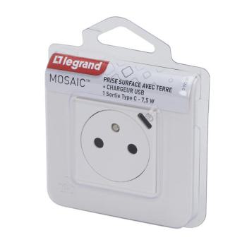  2P+T FR USBC 2MOD CPL BLANC 