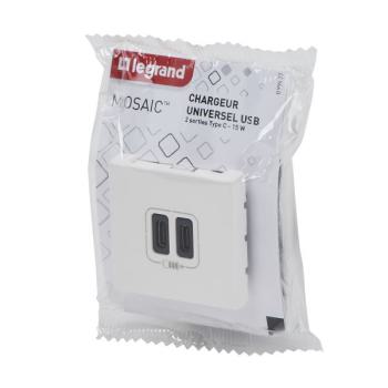  2USB CC 3A 2MOD COMPO BLANC 