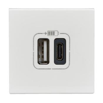  2 USB AC 3A 2MOD COMPO BLANC 
