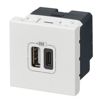  2 USB AC 3A 2MOD COMPO BLANC 