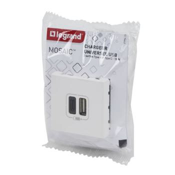  2 USB AC 3A 2MOD COMPO BLANC 
