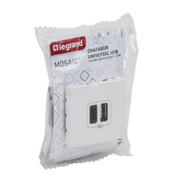  2 USB AC 3A 2MOD COMPO BLANC 
