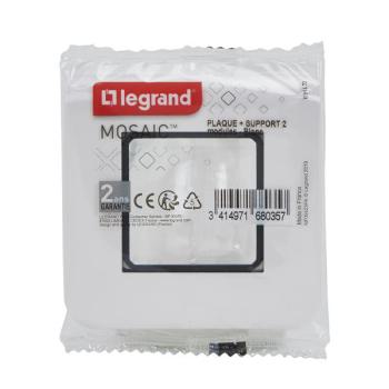  SUPPORT V+PLAQUE 2 MOD BLANC 