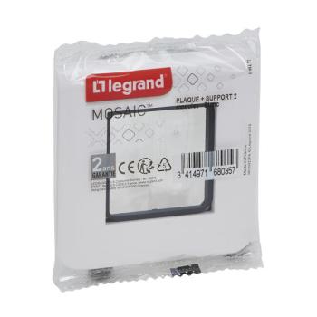  SUPPORT V+PLAQUE 2 MOD BLANC 