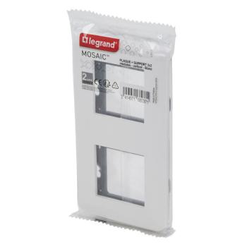  SUPPORT+PLAQUE 2X2MOD V BLANC 