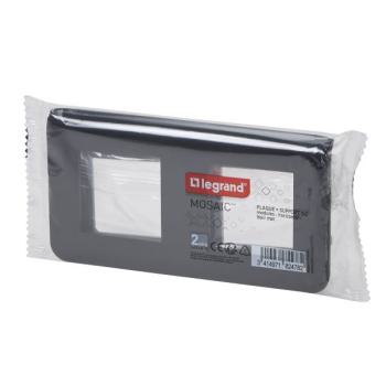  SUPPORT+PLAQUE 2X2MOD H NOIR 