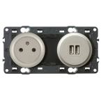  2P+T ET PRISE DOUBLE USB TIT 