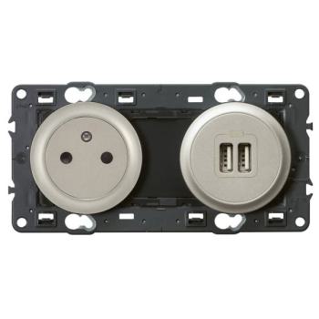  2P+T ET PRISE DOUBLE USB TIT 