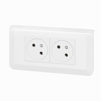  KIT 2X2P+T ENCASTRE BLANC 