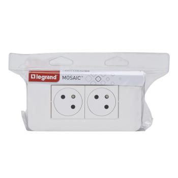  KIT 2X2P+T ENCASTRE BLANC 