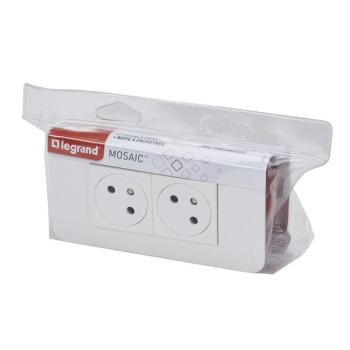  KIT 2X2P+T ENCASTRE BLANC 