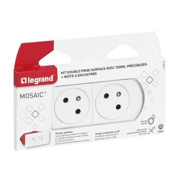  KIT 2X2P+T ENCASTRE BLANC 