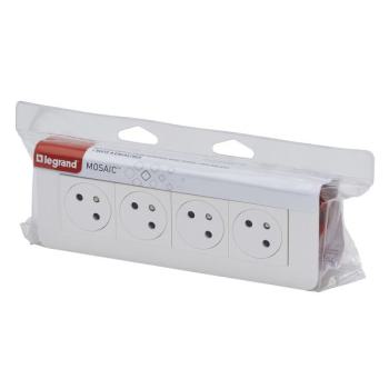  KIT 4X2P+T ENCASTRE BLANC 