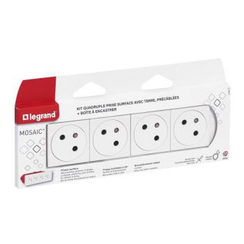  KIT 4X2P+T ENCASTRE BLANC 