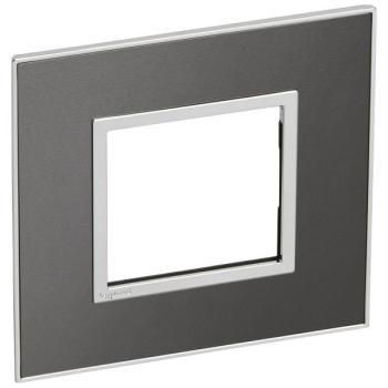  2 MOD 1G PLAQ SQ BLACK 