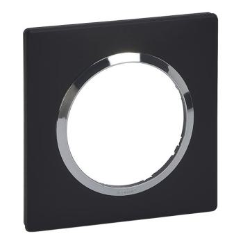  PLAQUE 1P NOIR VELOURS CHROME 