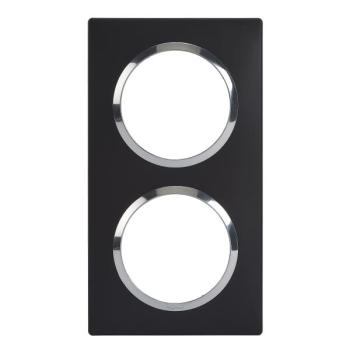  PLAQUE 2P NOIR VELOURS CHROME 