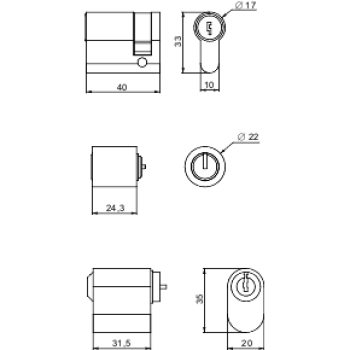  ADAPTATEUR P-SERRURE DIN 