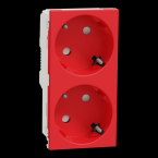  Prise 2x 2P+T DE vis Rouge 