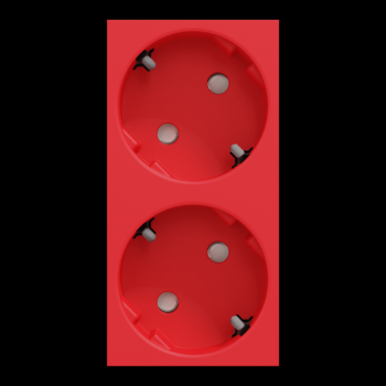  Prise 2x 2P+T DE vis Rouge 