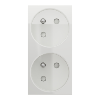  Prise 2x 2P+T FR 45 rap Blanc 