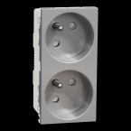  Prise 2x2P+T FR 45 rapide Alu 