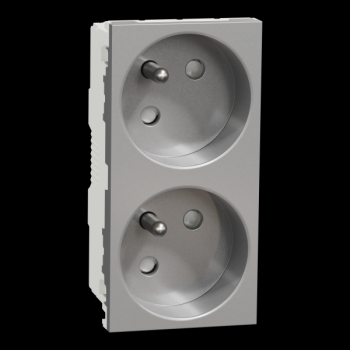  Prise 2x2P+T FR 45 rapide Alu 