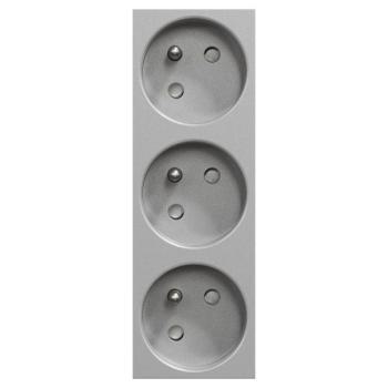  Prise triple 2P+T FR 45� Alu 