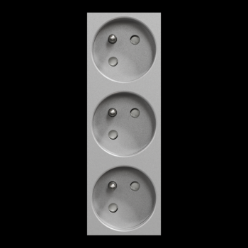  Prise triple 2P+T FR 45 Alu 