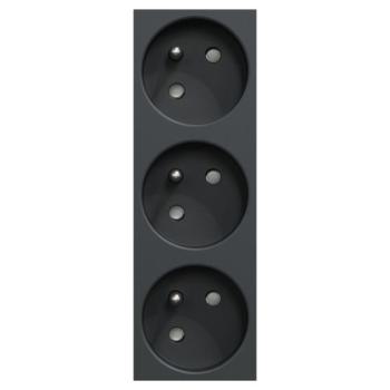  Prise triple 2P+T FR 45� Anth 