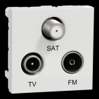  Prise TV + FM + SAT 2m Blanc 