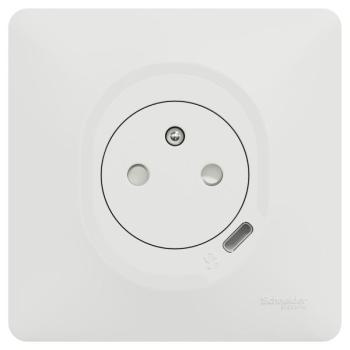  Combi 2P+T affl + USB-C Blanc 