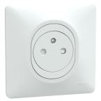  Prise 2P+T affl Blanc grif plq 