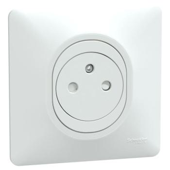  Prise 2P+T affl Blanc grif plq 