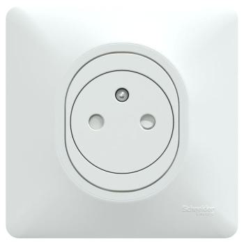  Prise 2P+T affl Blanc grif plq 