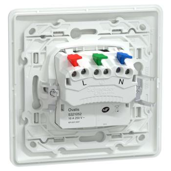 Prise 2P+T affl Blanc grif plq 