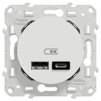  Prise double USB typeA+C Blanc 