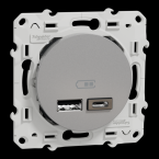  Prise double USB typeA+C Alu 