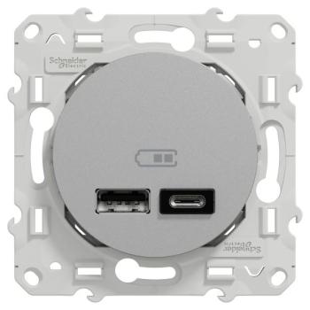  Prise double USB typeA+C Alu 