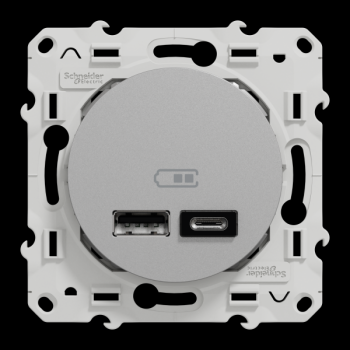  Prise double USB typeA+C Alu 