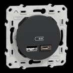 Prise double USB A+C Anthracit 
