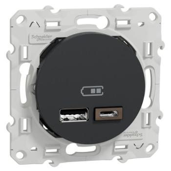  Prise double USB A+C Anthracit 